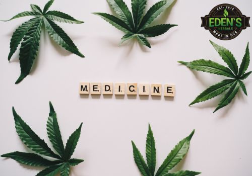 hemp leaves surrounding the word medicine
