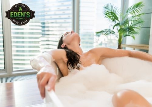 Woman bathing for better skin