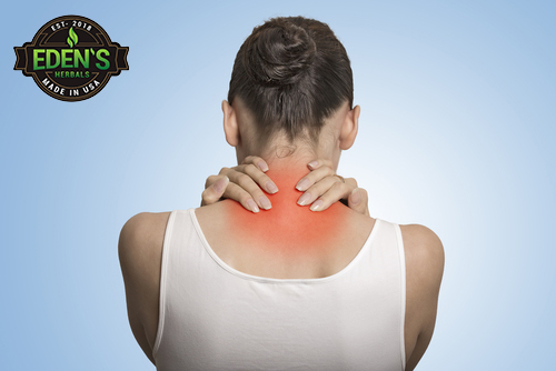 Woman suffering from neck pain related to fibromyalgia