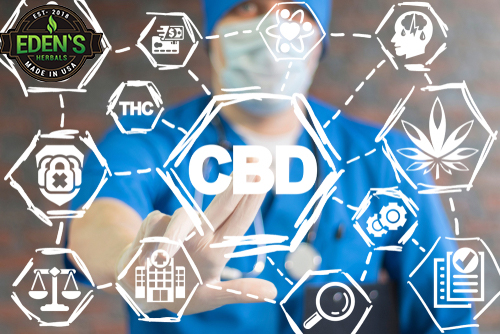 Doctor with writing in chalk about CBD and treatments