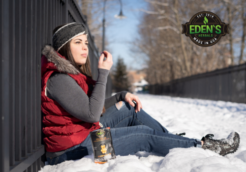 Woman using CBD gummies with proper storage