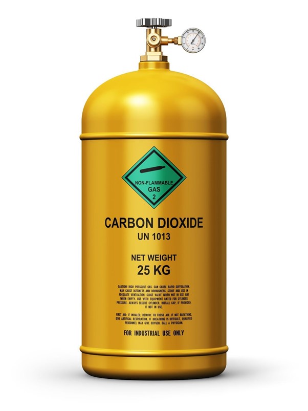 Yellow tank of carbon dioxide