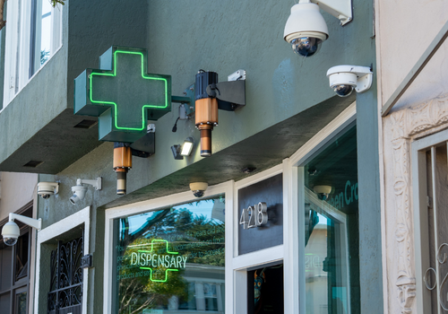 Outside view of a cannabis dispensary in California