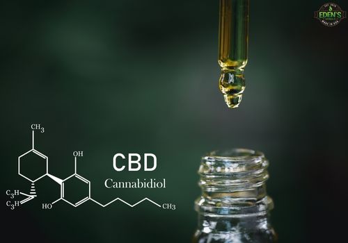 word CBD with chemical molecule structure