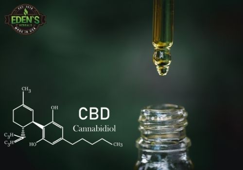 word cbd next to a cbd oil tincture