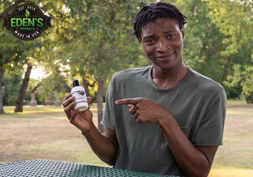 man excited to use eden's herbals cbd lotion