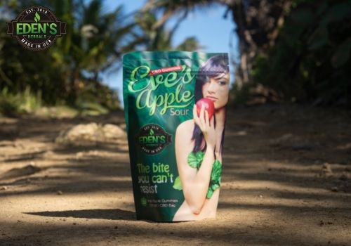 Eden's Herbals Eve's Sour Apple CBD Gummies in nature