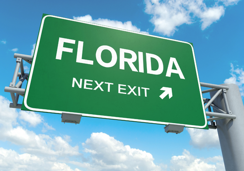 Street sign that says Florida is the next right