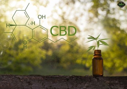 Word CBD with chemical structure in nature