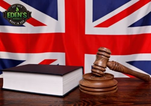 uk flag with law book on desk